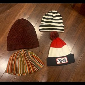 Lot of 4 toques, including a brand new Hurley toque. $30 for all or $10 each.